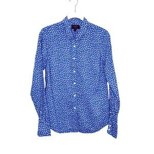 J.Crew Liberty Art Fabrics Shirt Womens 8 Blue Floral Button Front Long Sleeve